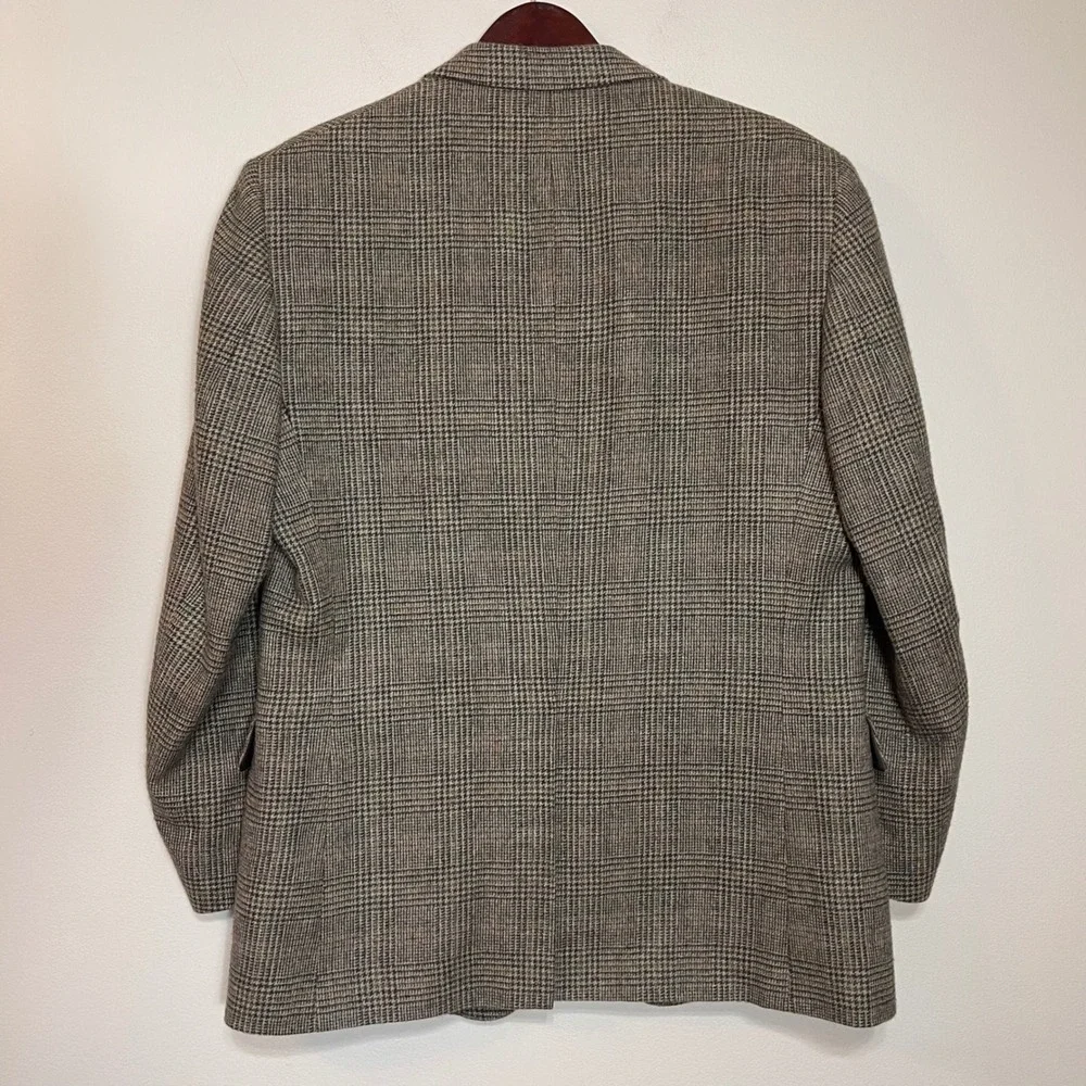 Jos A Bank Mens 43R Brown Plaid 100% Camel Hair 2B‎ Sport Coat Blazer
